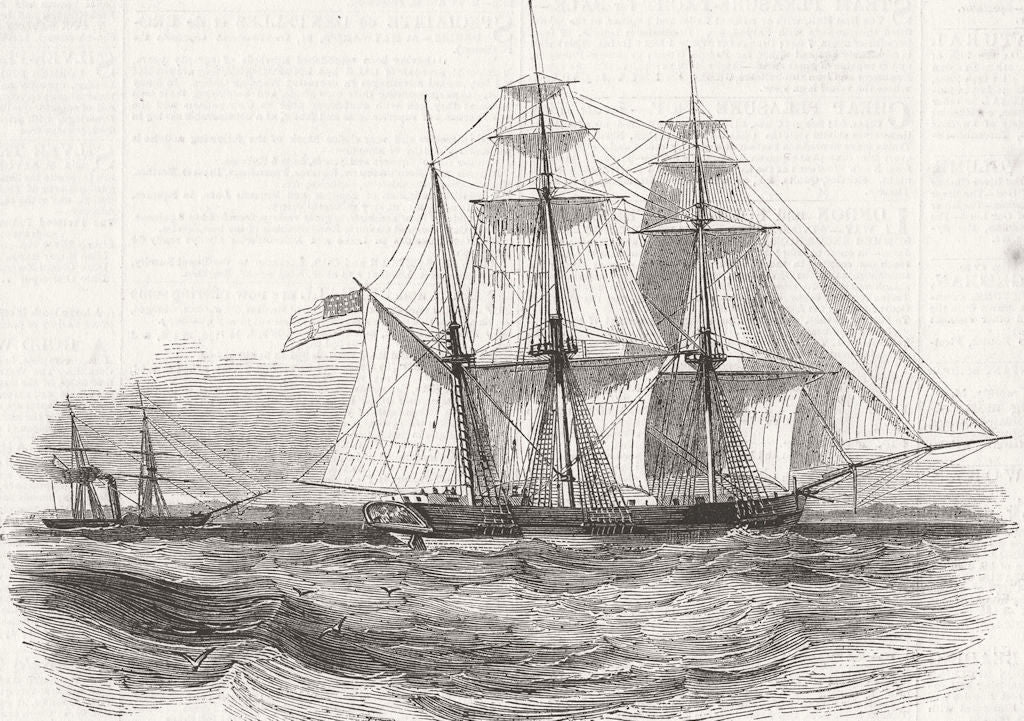 SHIPS. Royal navy capture of Anne Richardson slaver 1850 old antique print